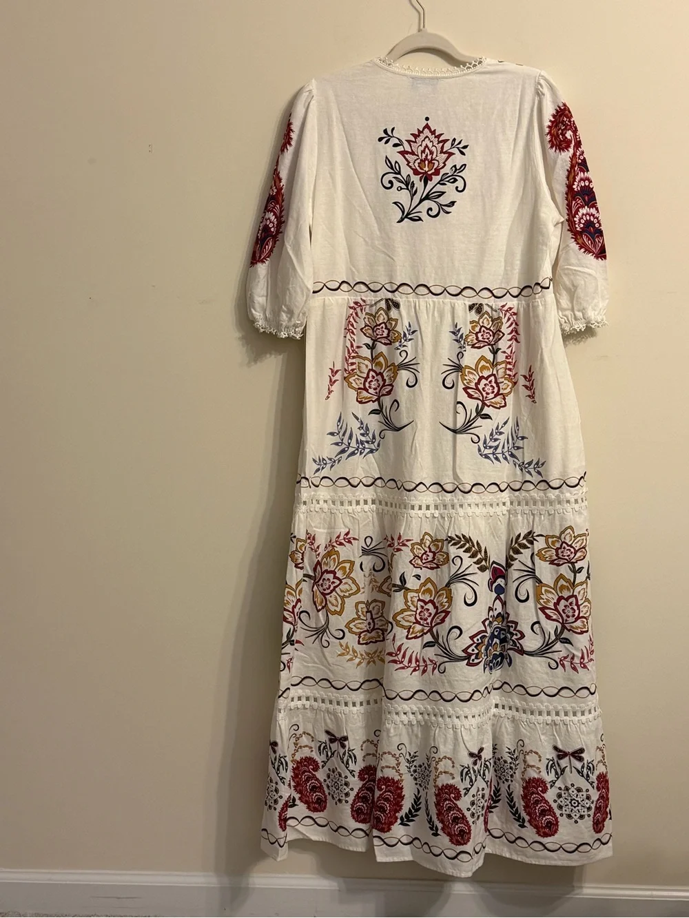 Calypso St. Barth Cream Linen Maxi Dress with Multicolor Floral Embroidery - Picture 4 of 4